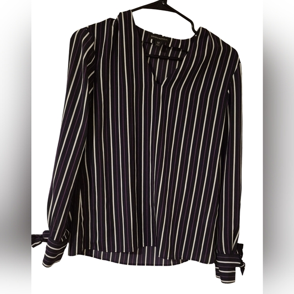 Banana Republic Stripe The Cuff Blouse Secret Plum - Picture 3 of 10